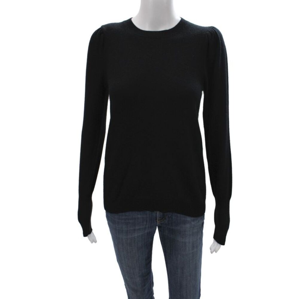 Aqua Cashmere Women Pullover Sweater Black Crew Neck 100% Cashmere Size XS